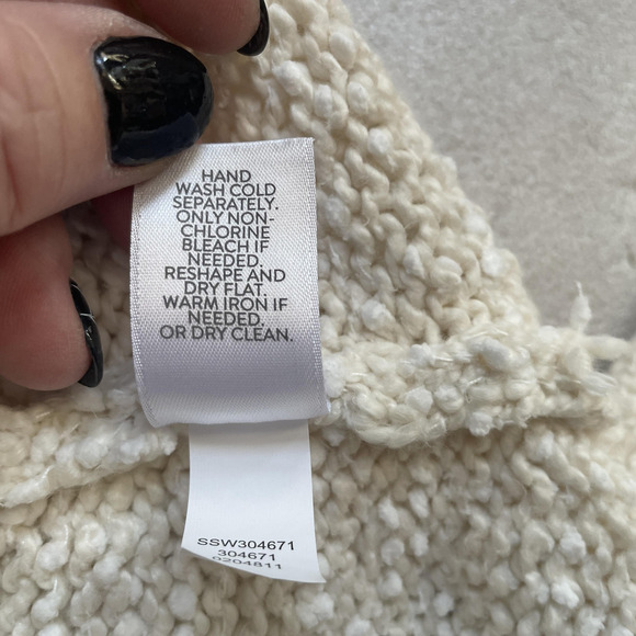 J Jill Sweater Women Extra Large Beige Cowl Neck Boucle Knit Boxy Pullover Top - Picture 12 of 13